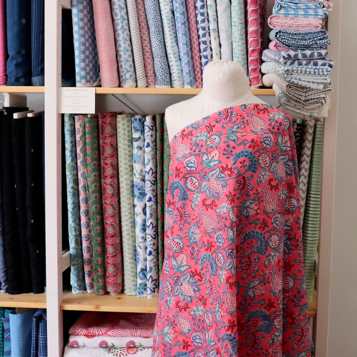 Jewelled Pink Block Print Cotton