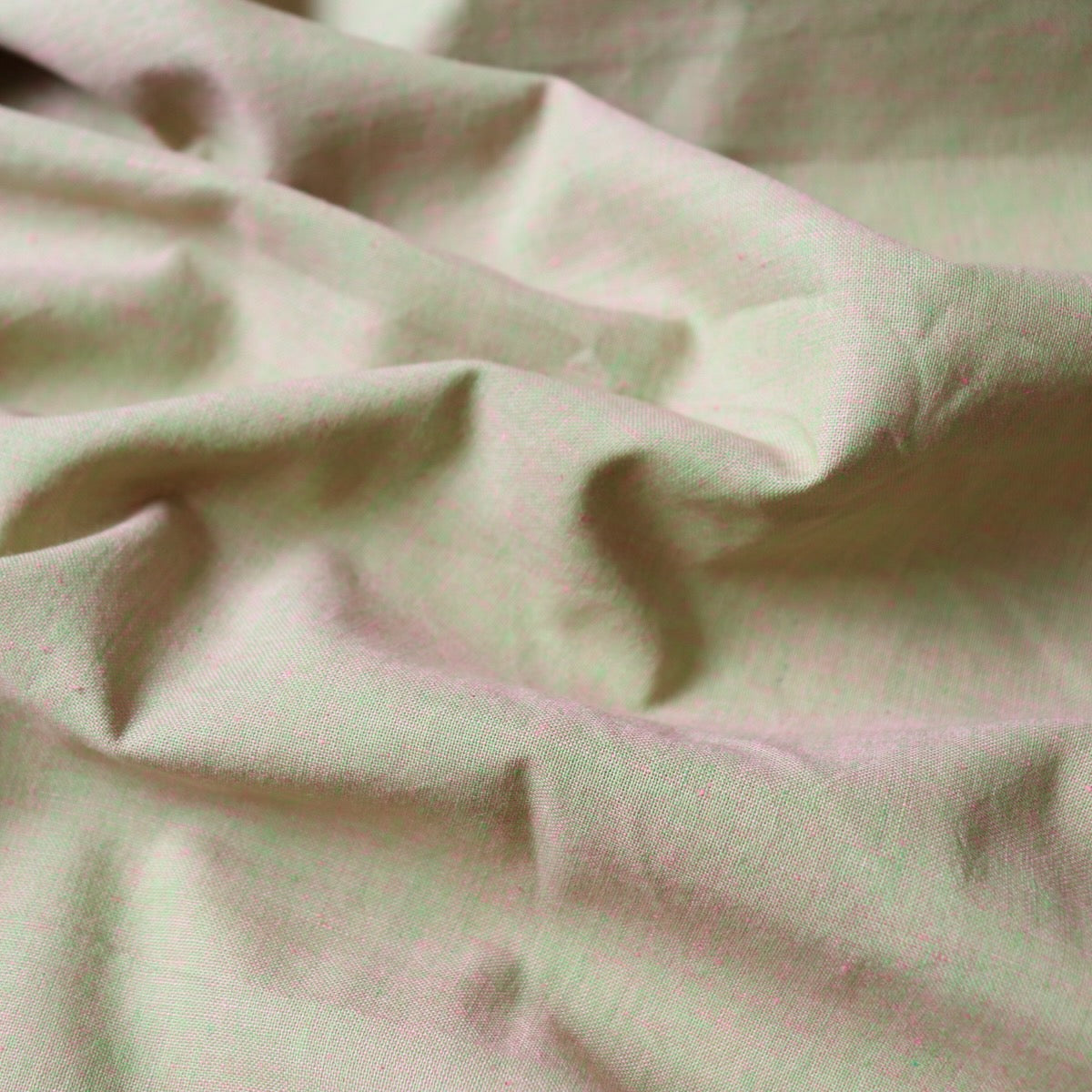 pink green shot cotton for quilting and dressmaking peppered fabric