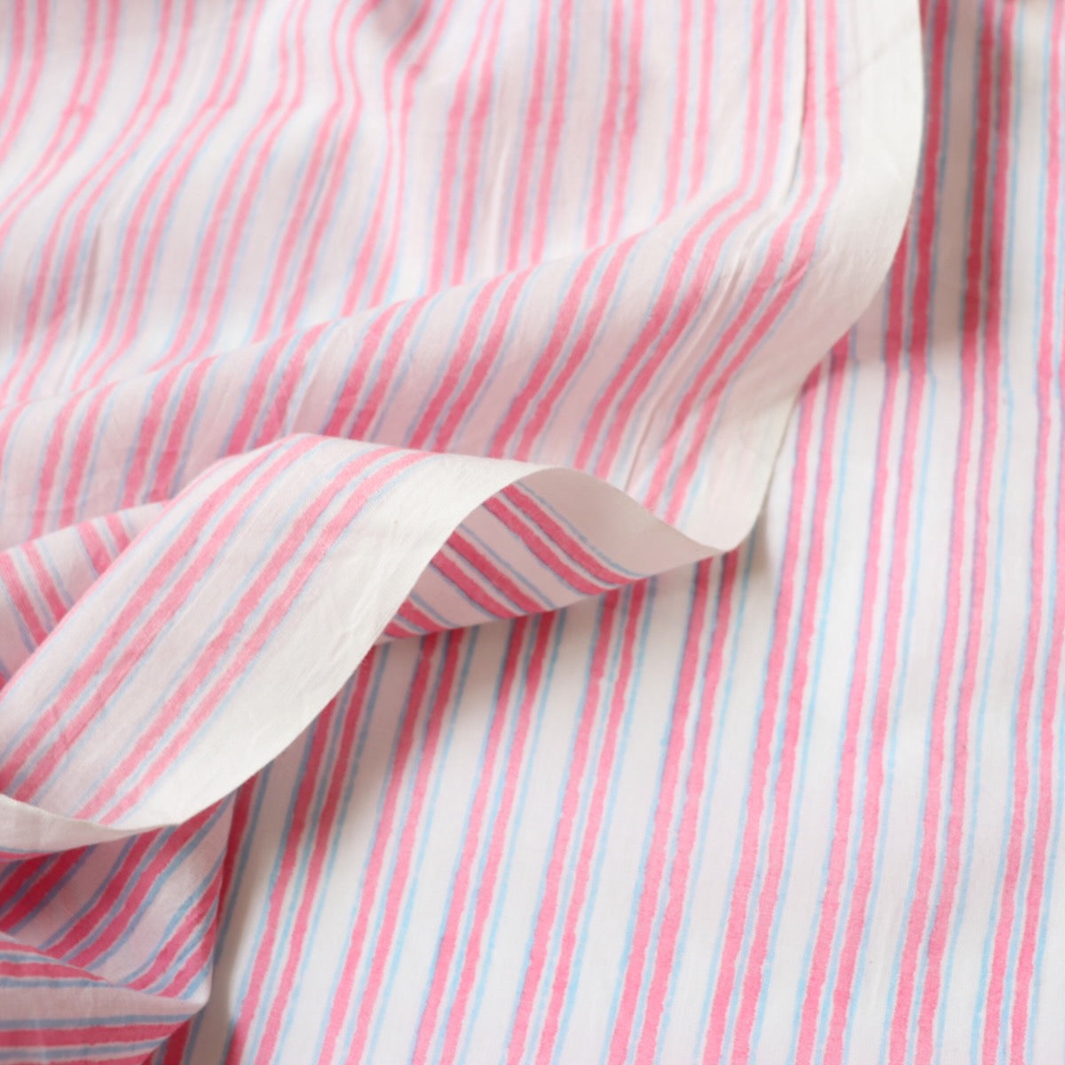 Candy Stripe Block Print Cotton