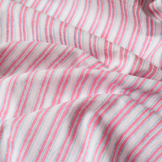 Candy Stripe Block Print Cotton