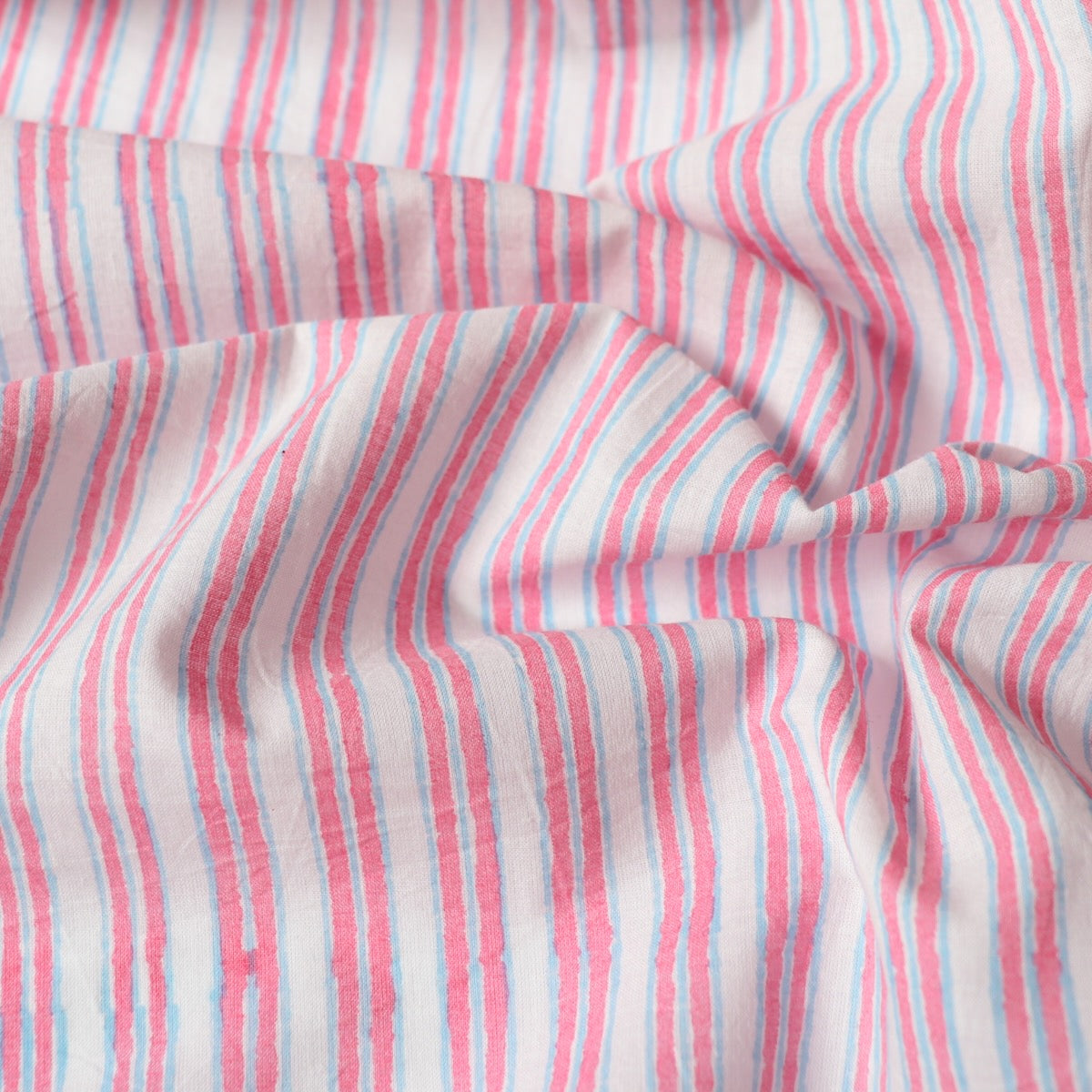 Candy Stripe Block Print Cotton