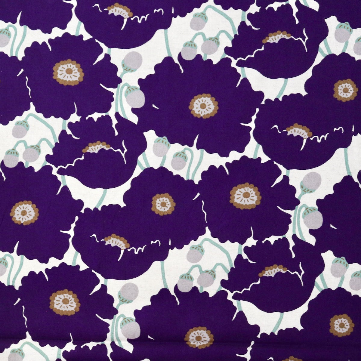 Purple Poppies Cotton Linen Canvas