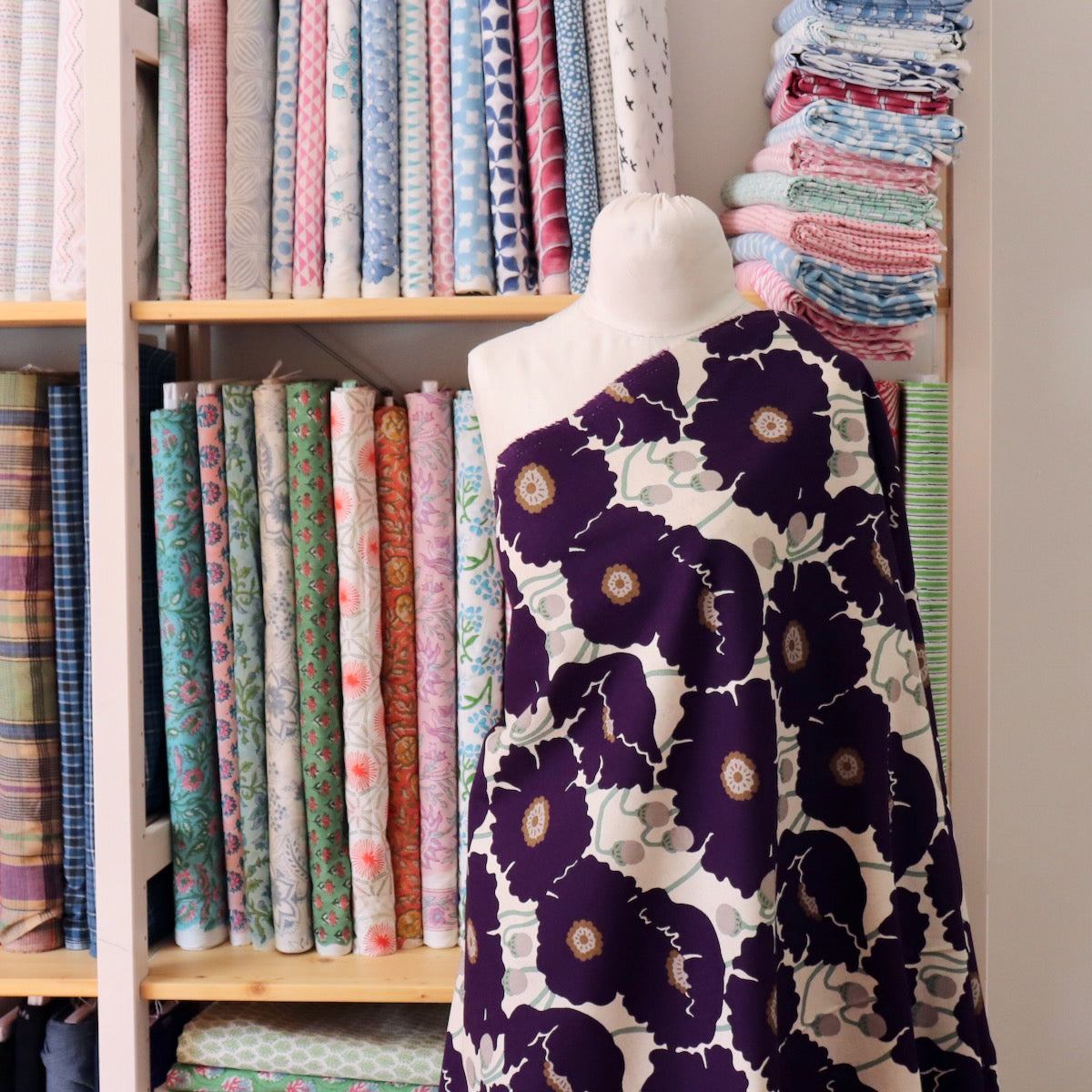 Purple Poppies Cotton Linen Canvas