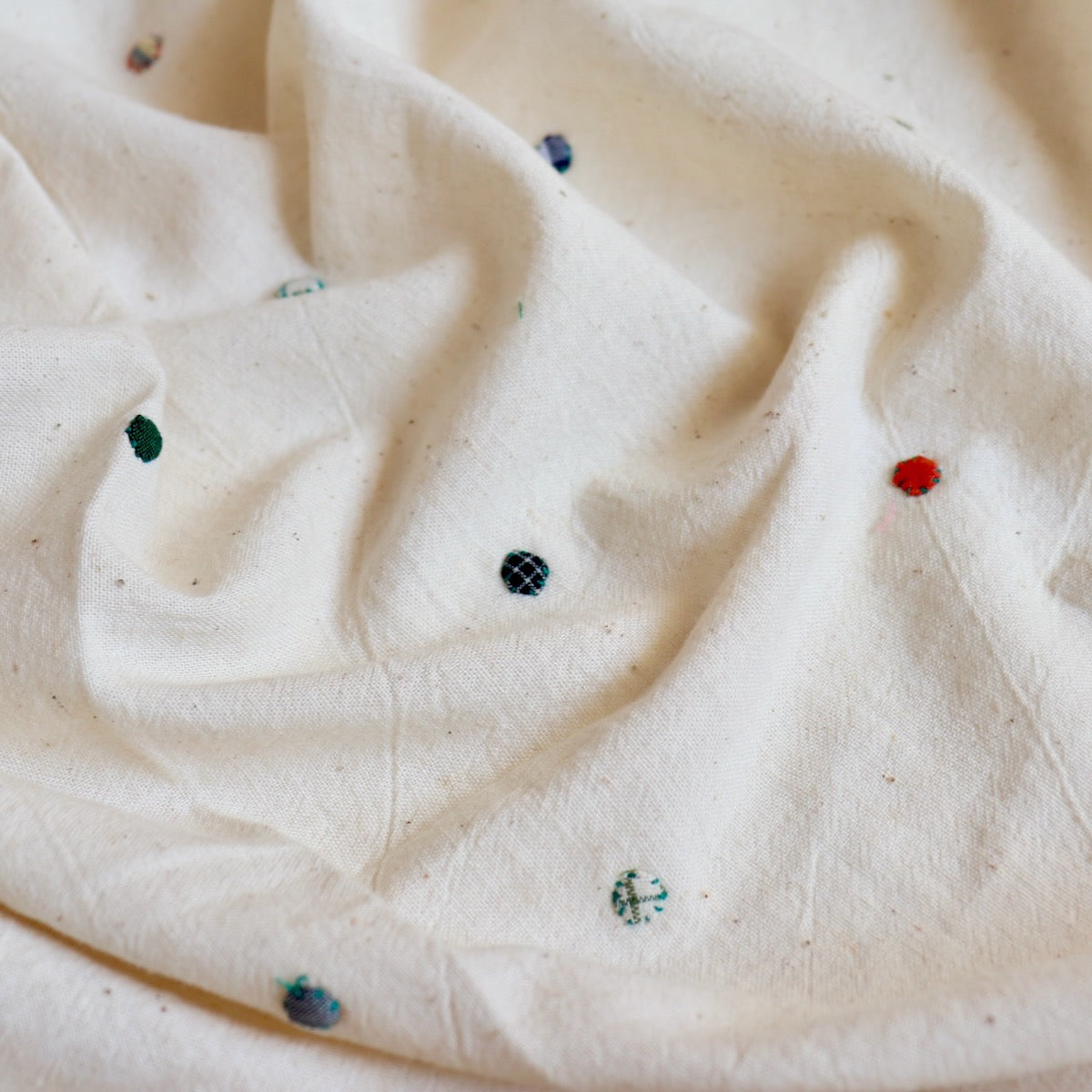 Pebble Hand Embroidered Handloom Cotton — 2 Yard Panel