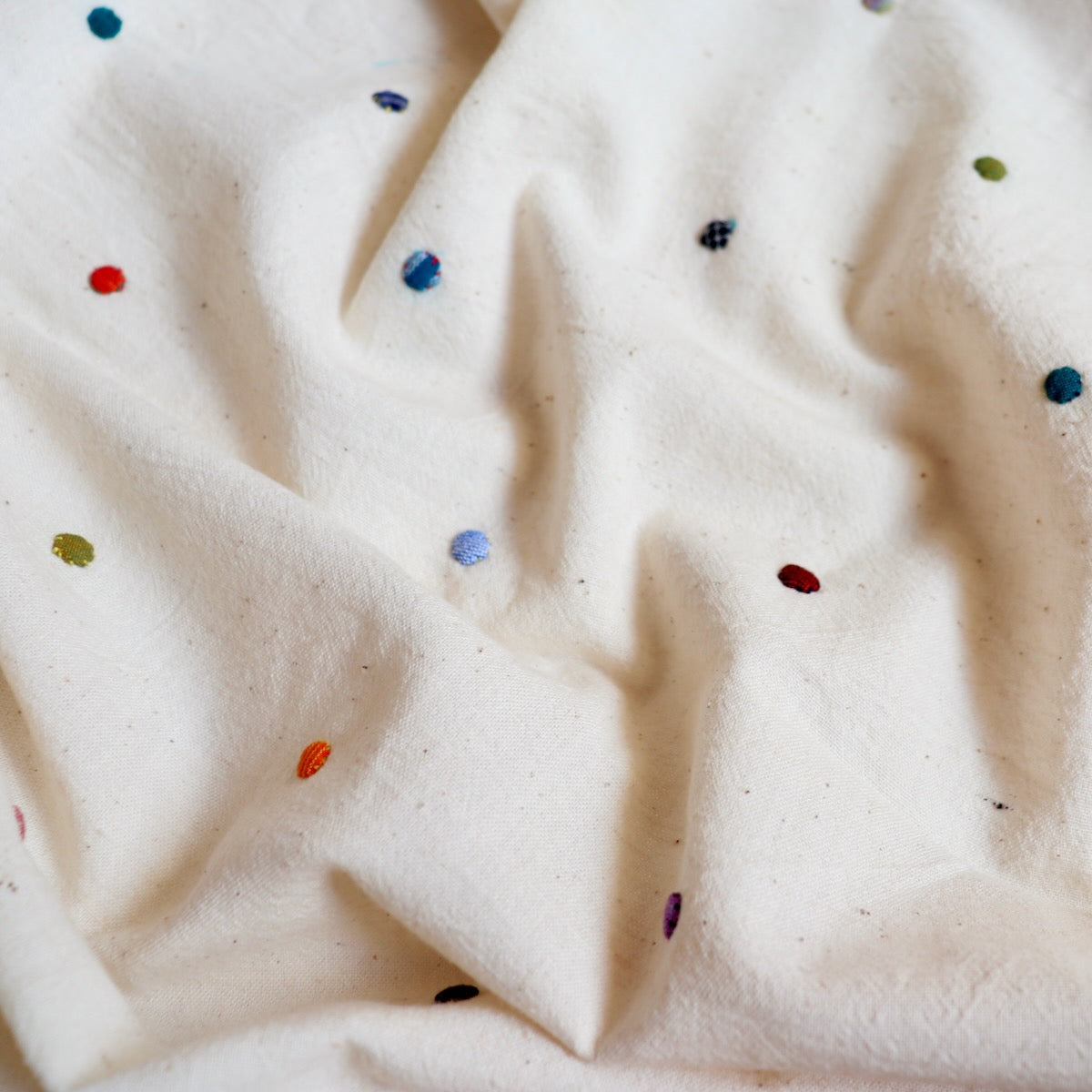 Pebble Hand Embroidered Handloom Cotton — 2 Yard Panel