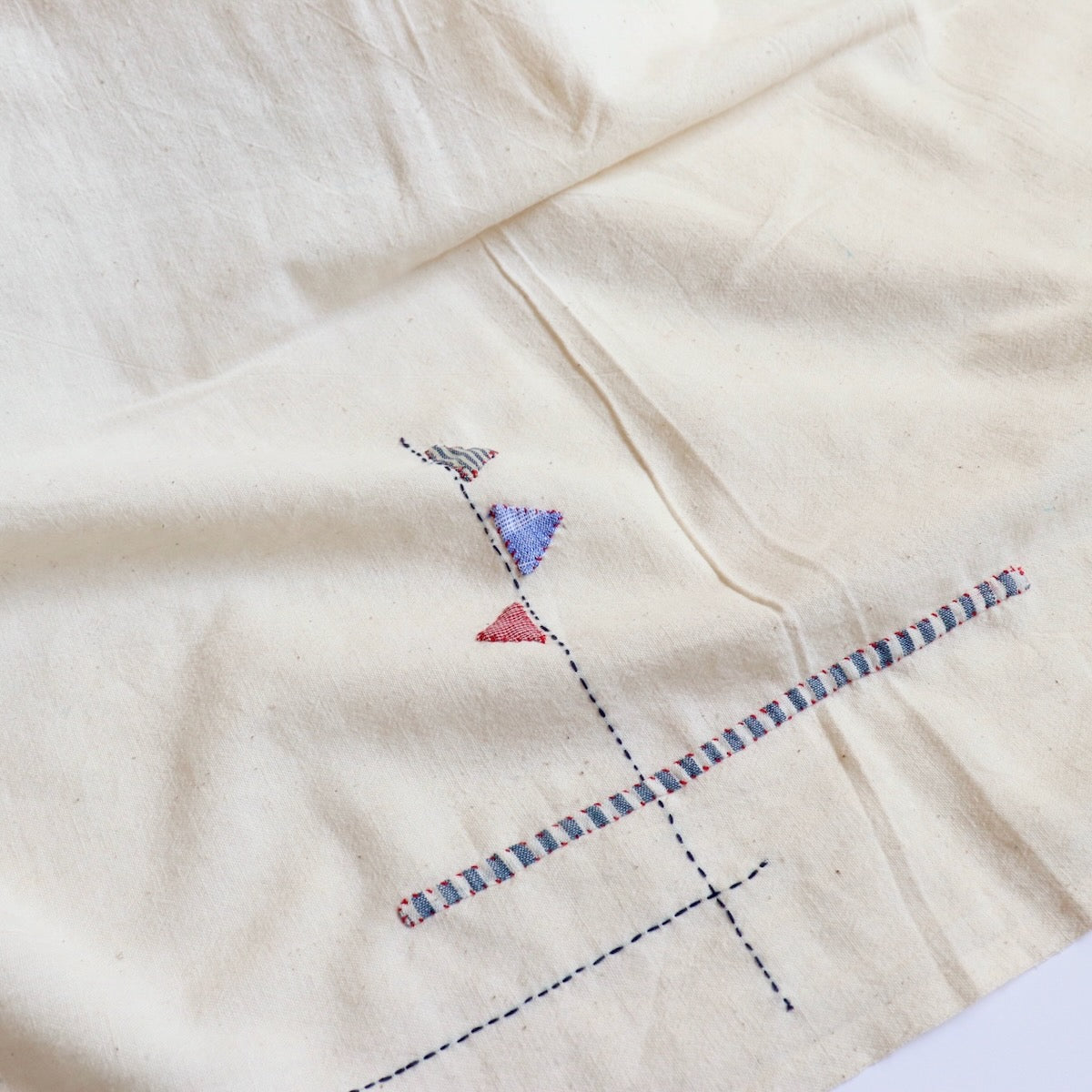 Linear Hand Embroidered Handloom Cotton — 1.5 Yard Panel