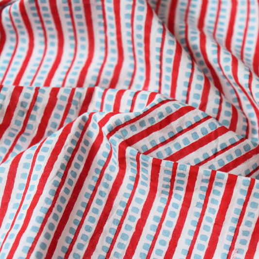 Dotty Stripe Block Print Cotton