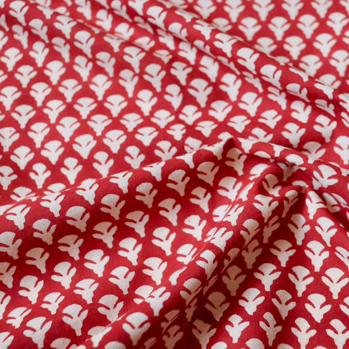 Rusty Red Sprig Block Print Cotton