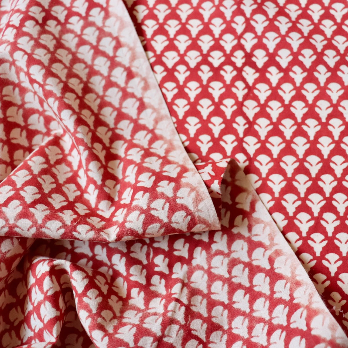 Rusty Red Sprig Block Print Cotton