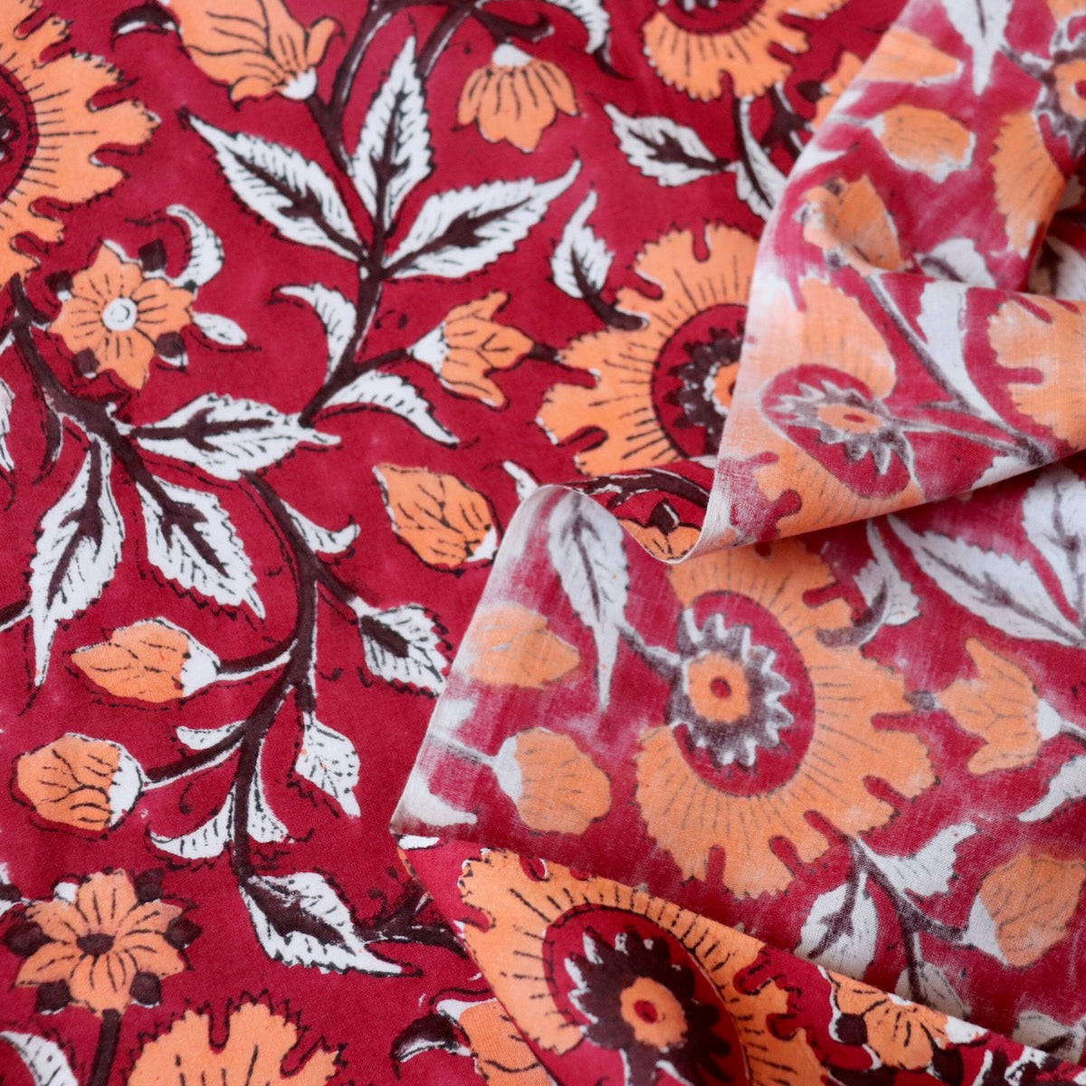 Sanguine Floral Block Print Cotton