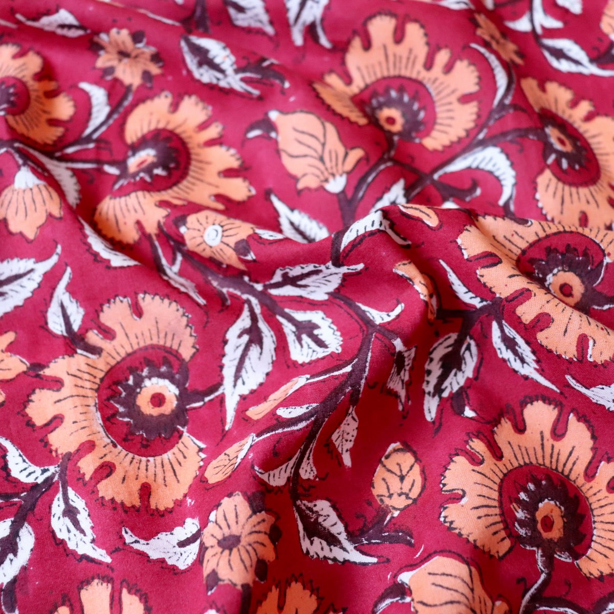 Sanguine Floral Block Print Cotton