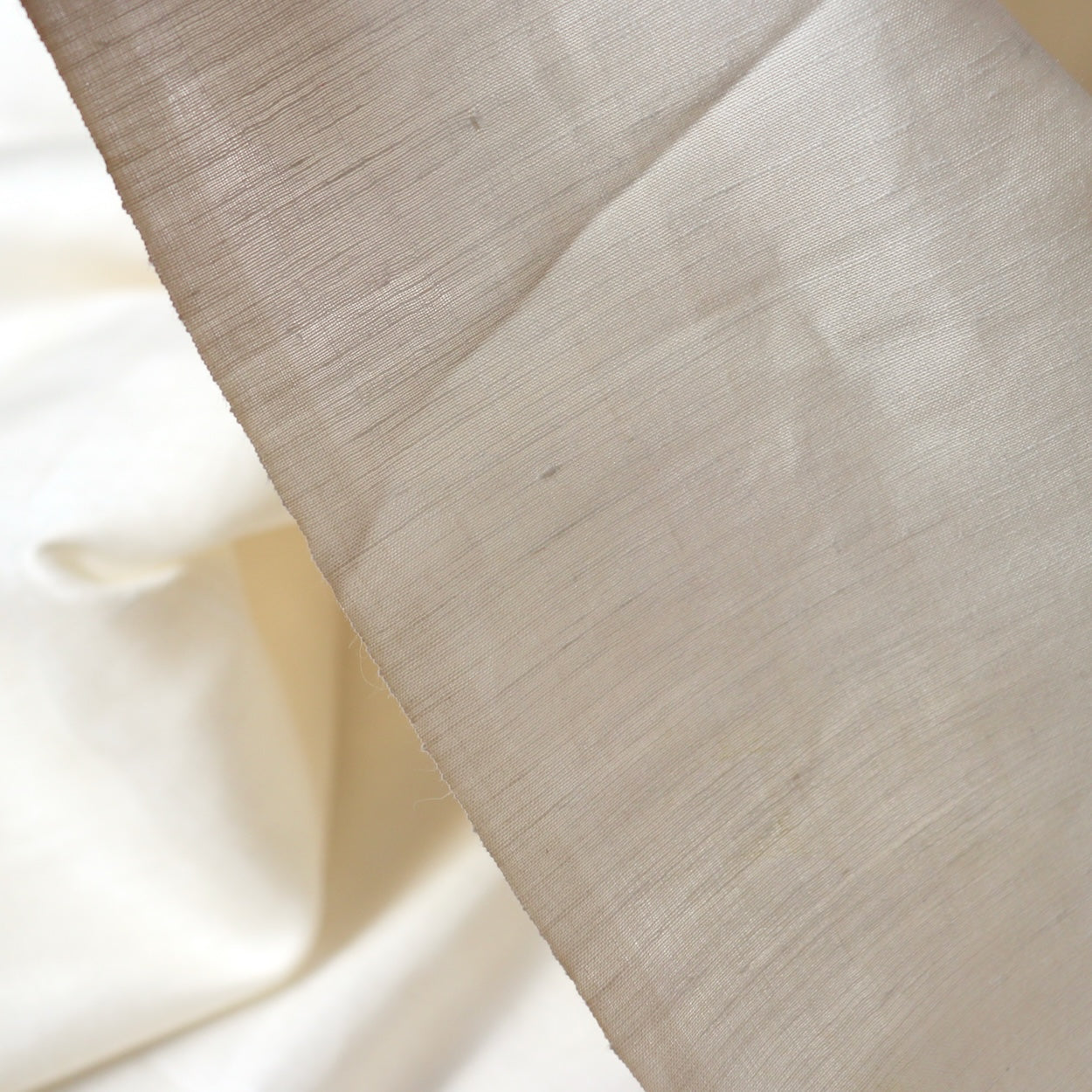 silk and linen blend fabric cream color shantung slub weave by the yard