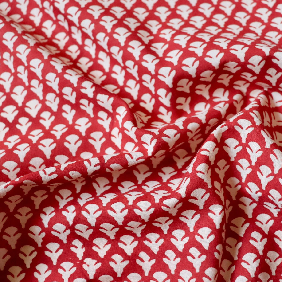 Rusty Red Sprig Block Print Cotton