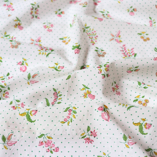 Colonial Sprig Block Print Cotton — Pinks