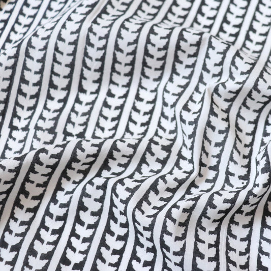Black Stripe Block Print Cotton