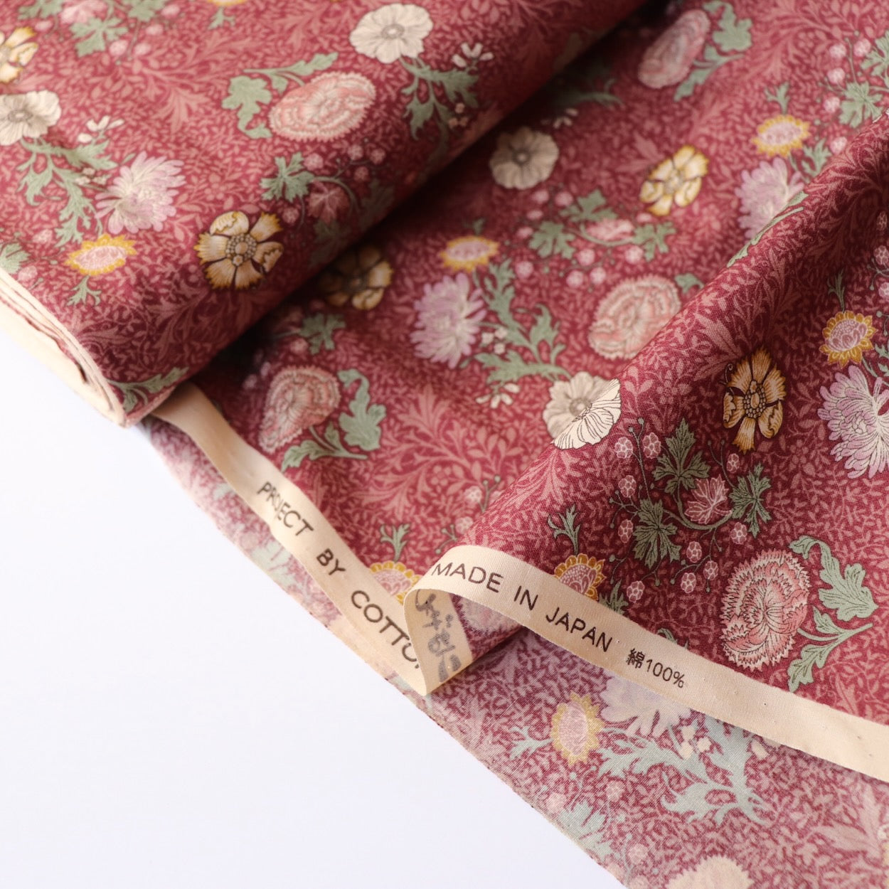 Morrisian Floral Japanese Cotton — Cranberry Red