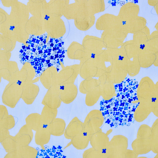 yellow floral print cotton lawn fabric by Hokkoh Japan