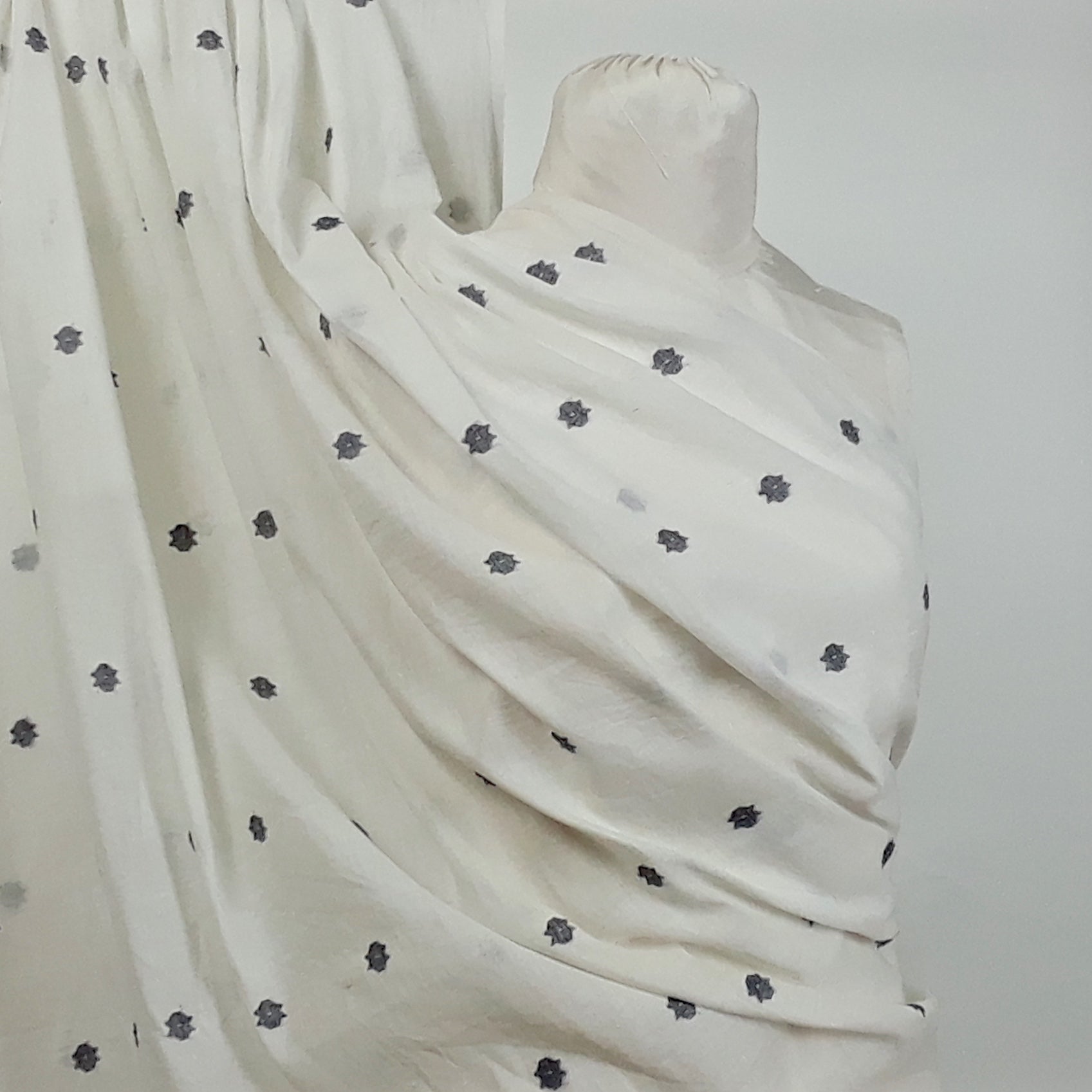 Black Flower Jamdani Handwoven Cotton Fabric