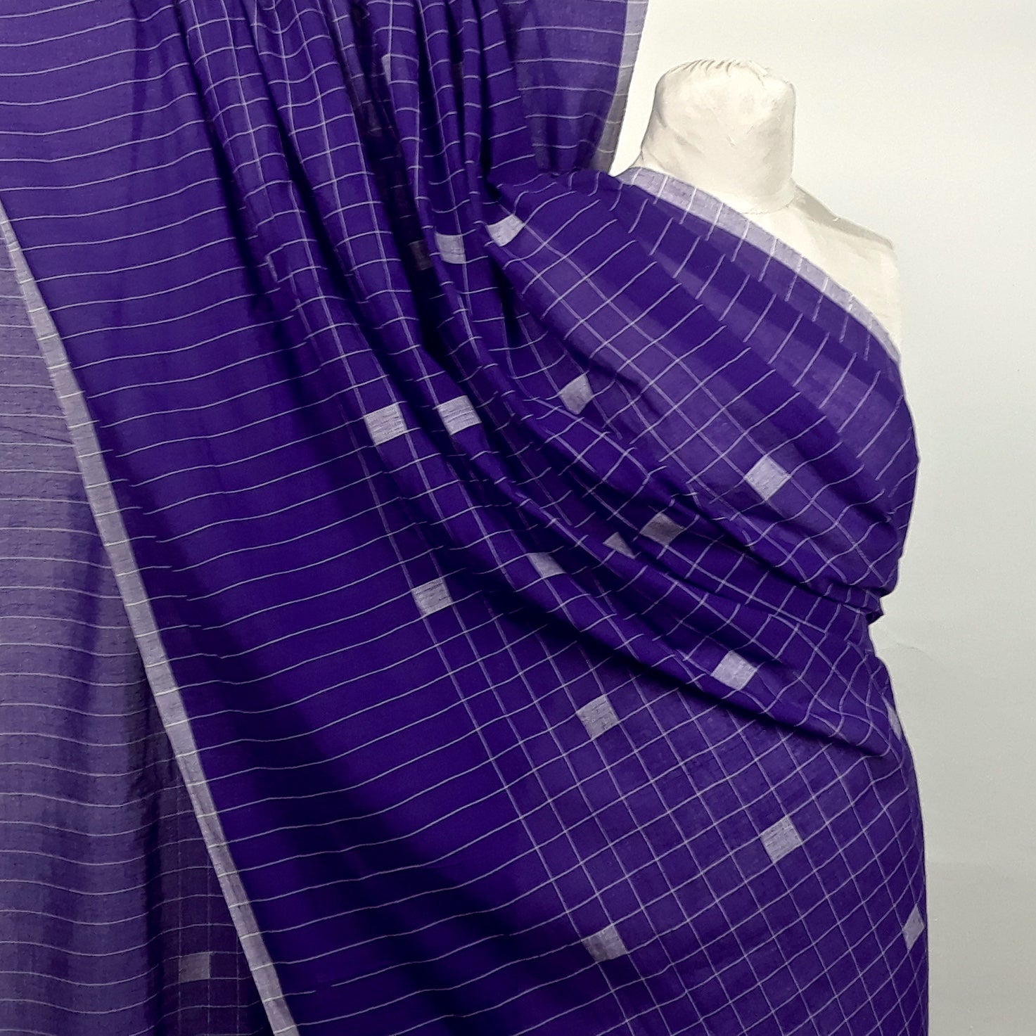 Purple Cubes Handwoven Jamdani Cotton Fabric