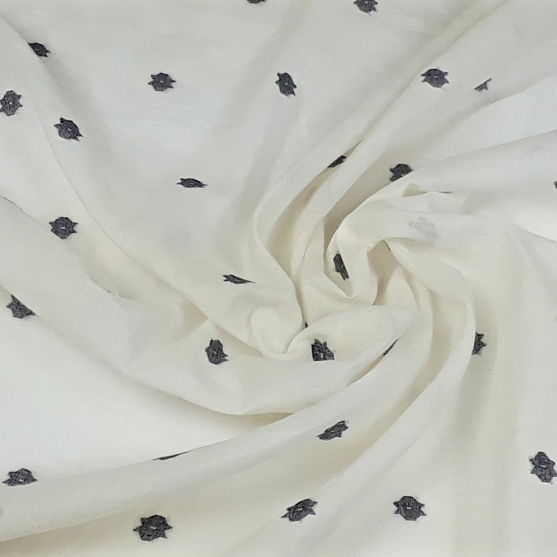 Black Flower Jamdani Handwoven Cotton Fabric