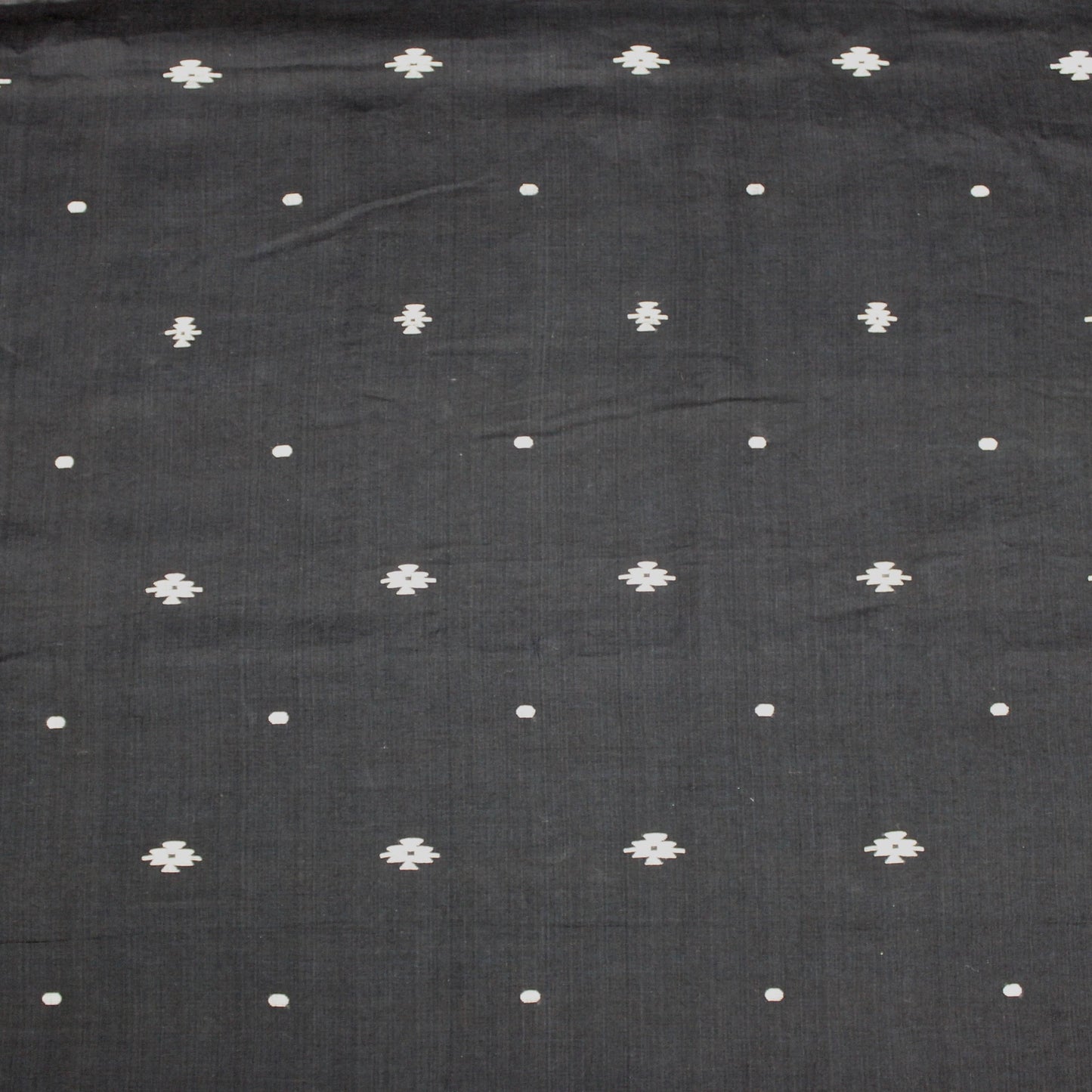 Black and White Handwoven Jamdani Cotton Fabric