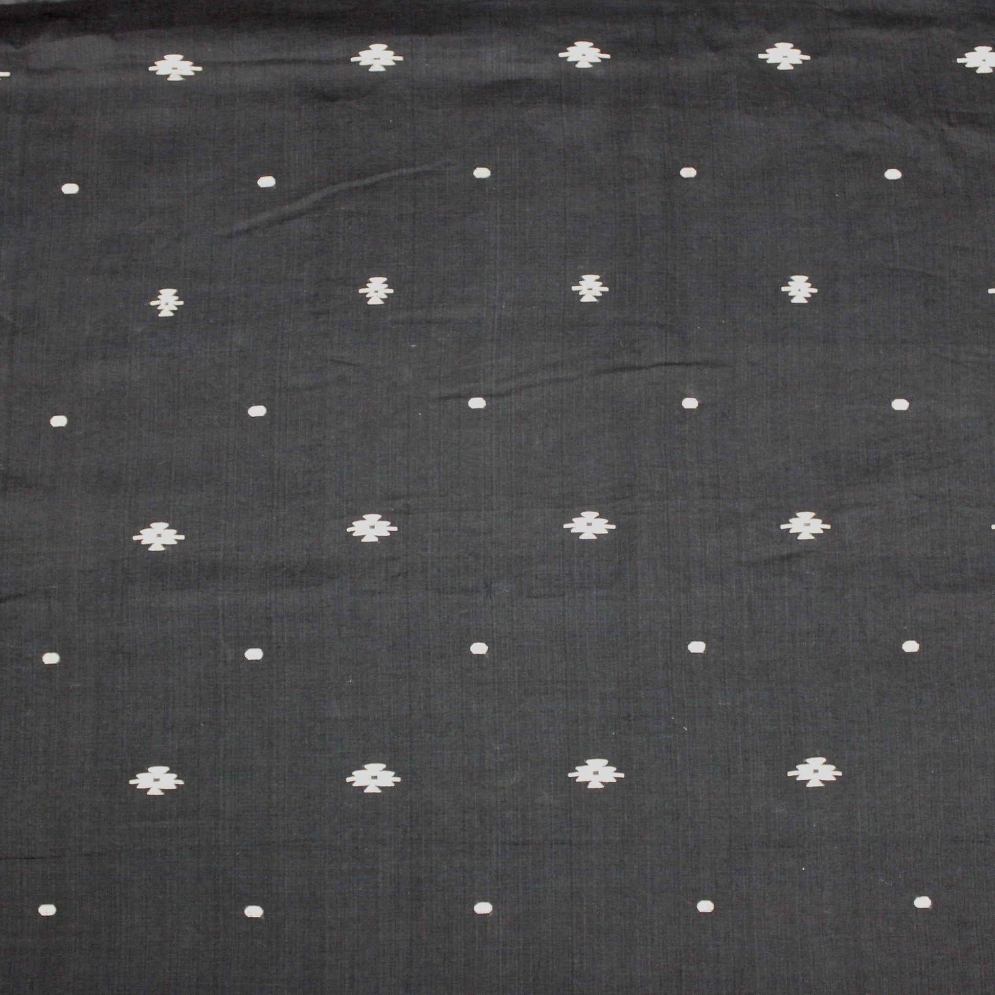 Black and White Handwoven Jamdani Cotton Fabric