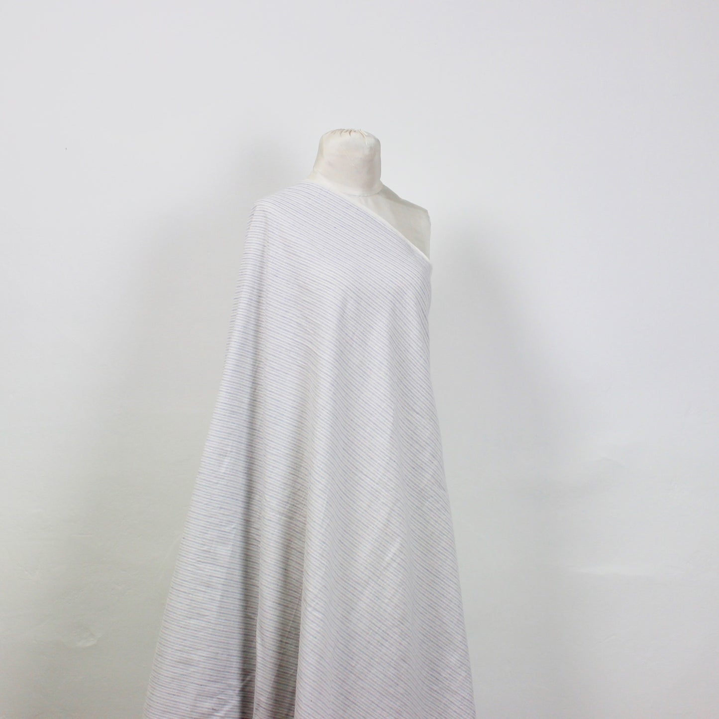 Pinstripe Handloom Khadi Cotton Fabric Blue and White