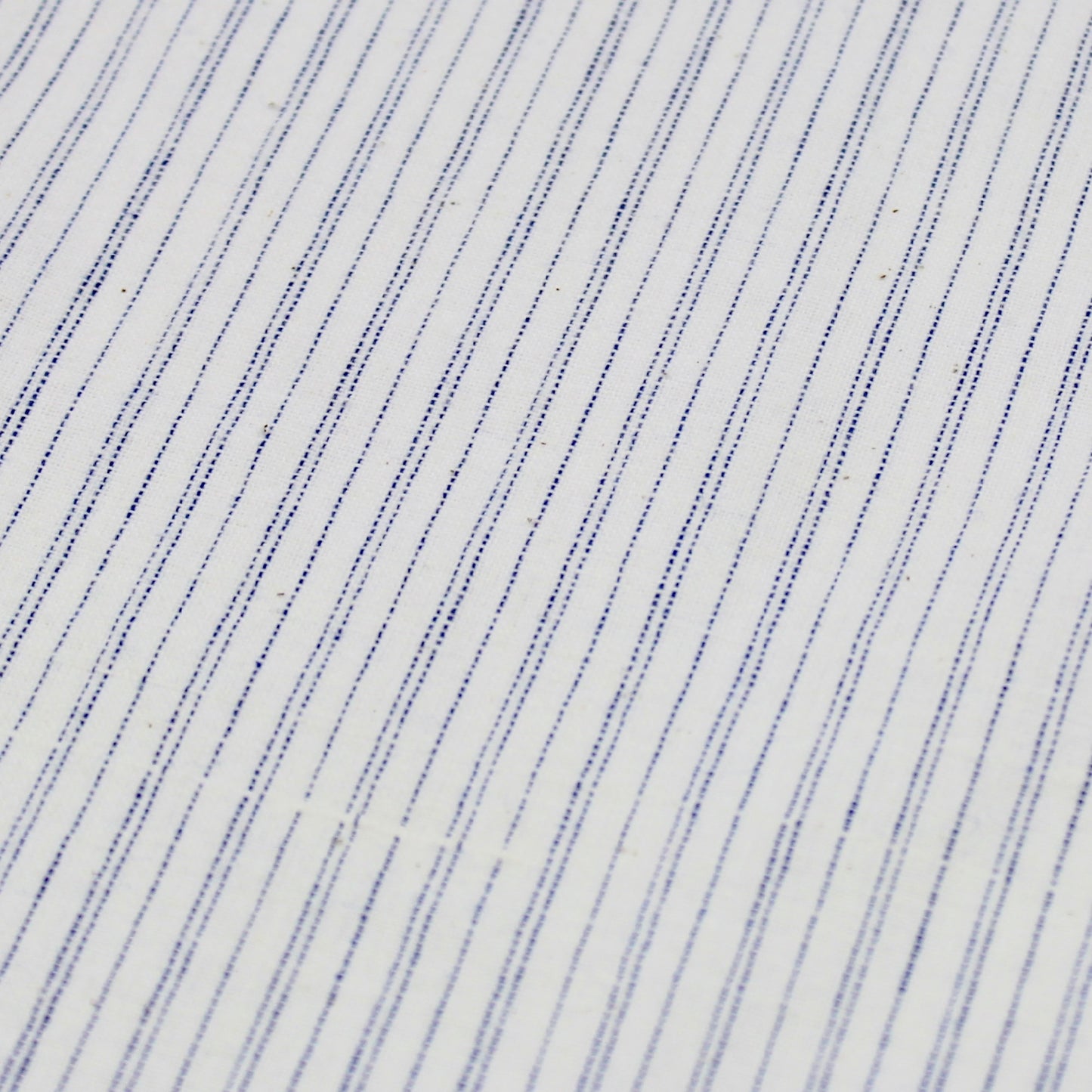 Pinstripe Handloom Khadi Cotton Fabric Blue and White