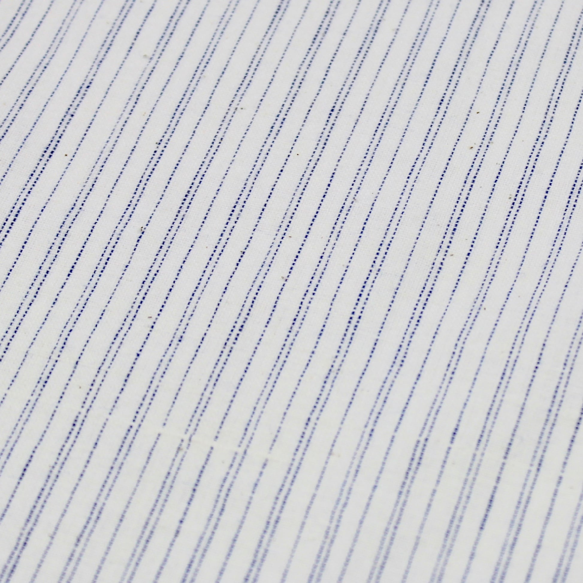 Pinstripe Handloom Khadi Cotton Fabric Blue and White