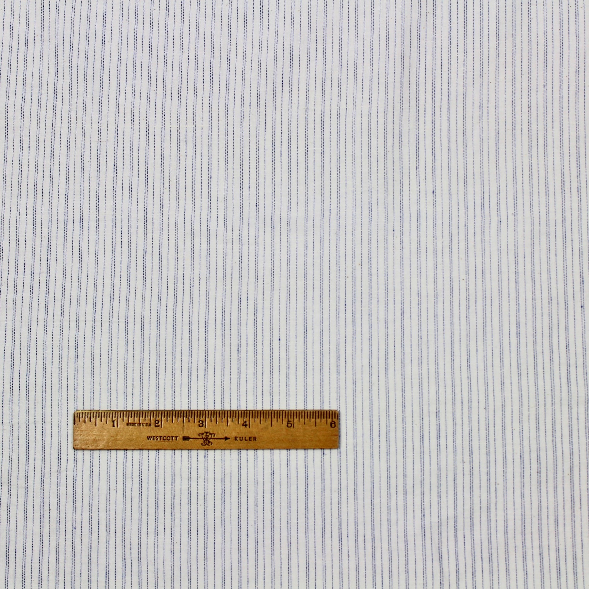 Pinstripe Handloom Khadi Cotton Fabric Blue and White