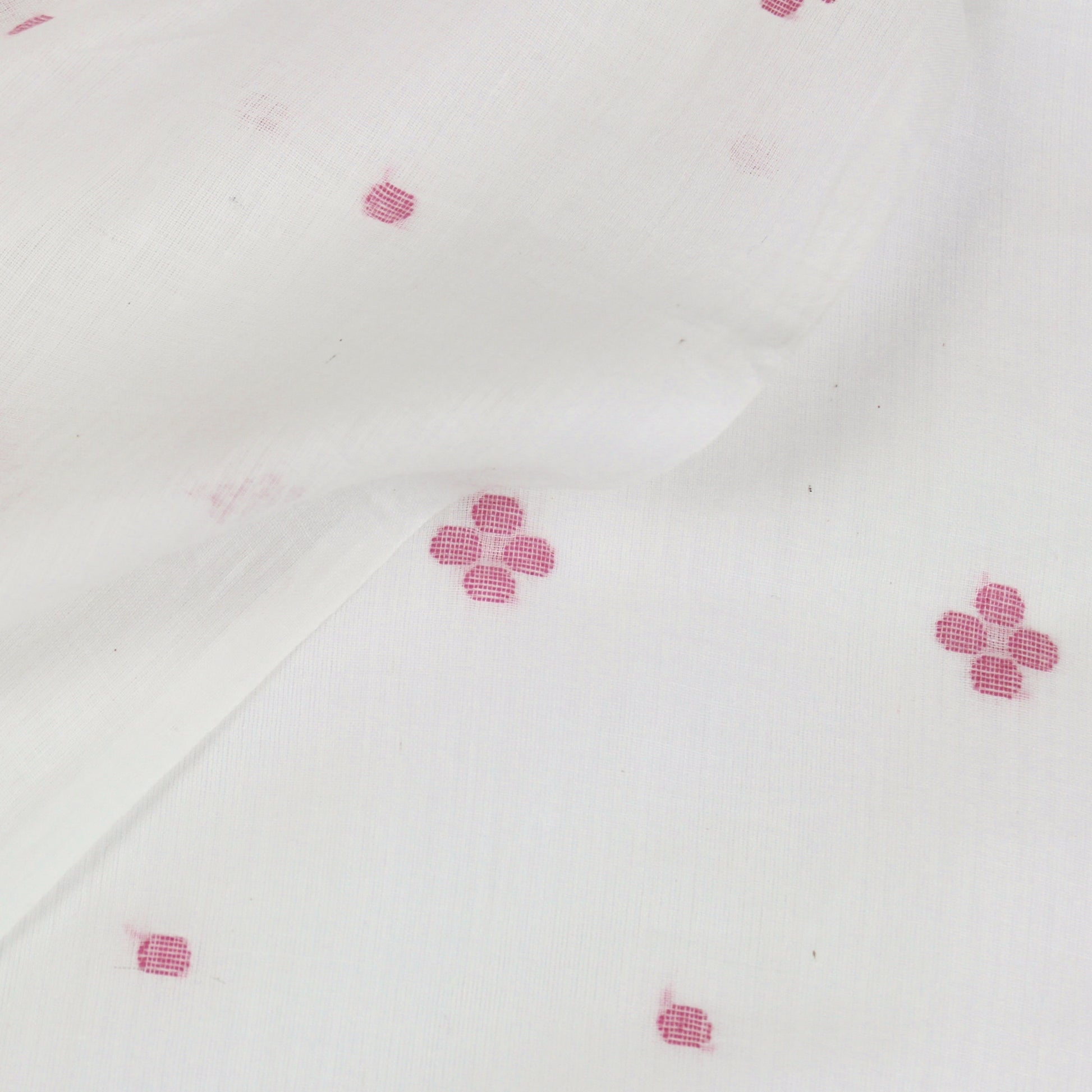 Pink Flower Jamdani Handwoven Cotton Fabric