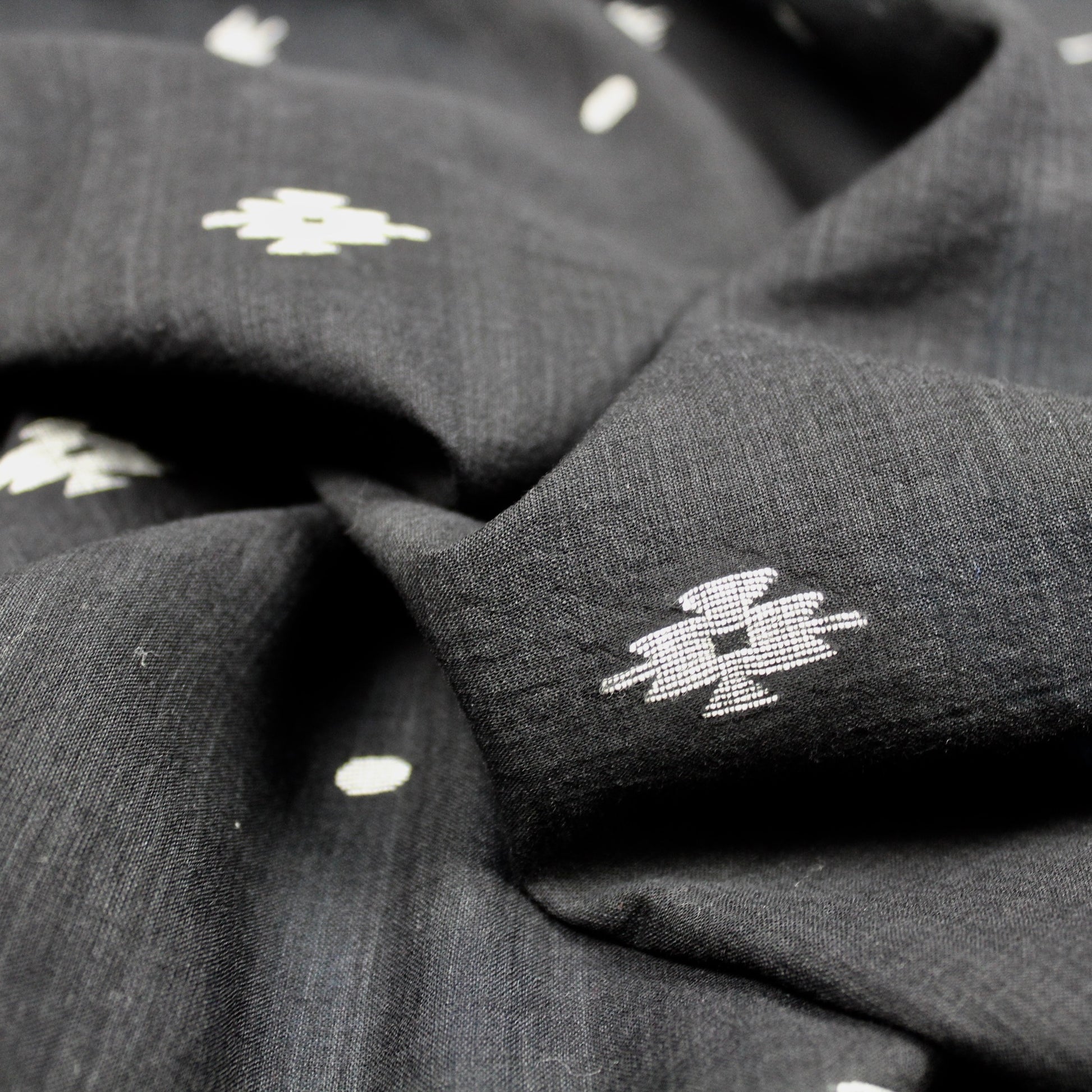 Black and White Handwoven Jamdani Cotton Fabric