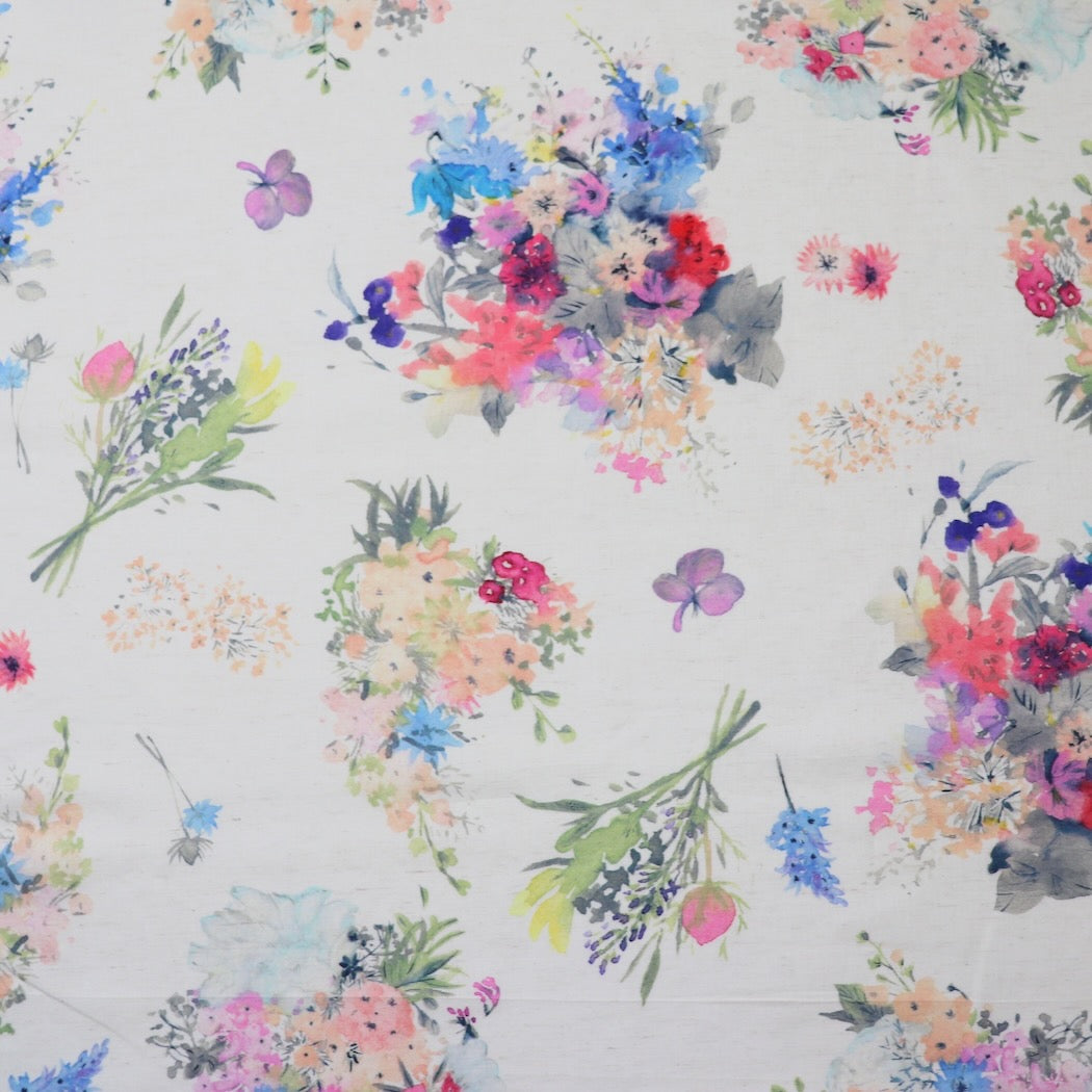 Kokka Yui Joy floral print linen cotton fabric