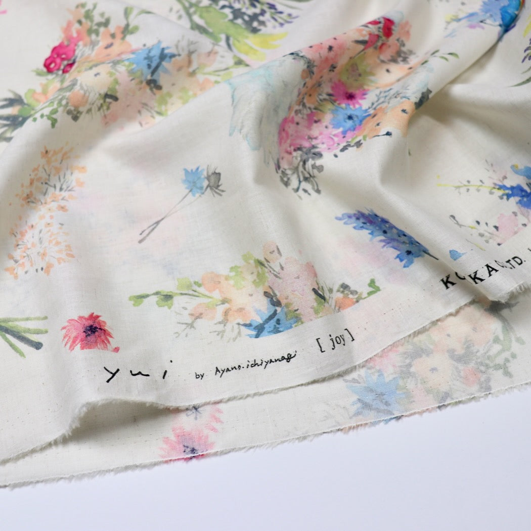 Kokka Yui Joy floral print linen cotton fabric