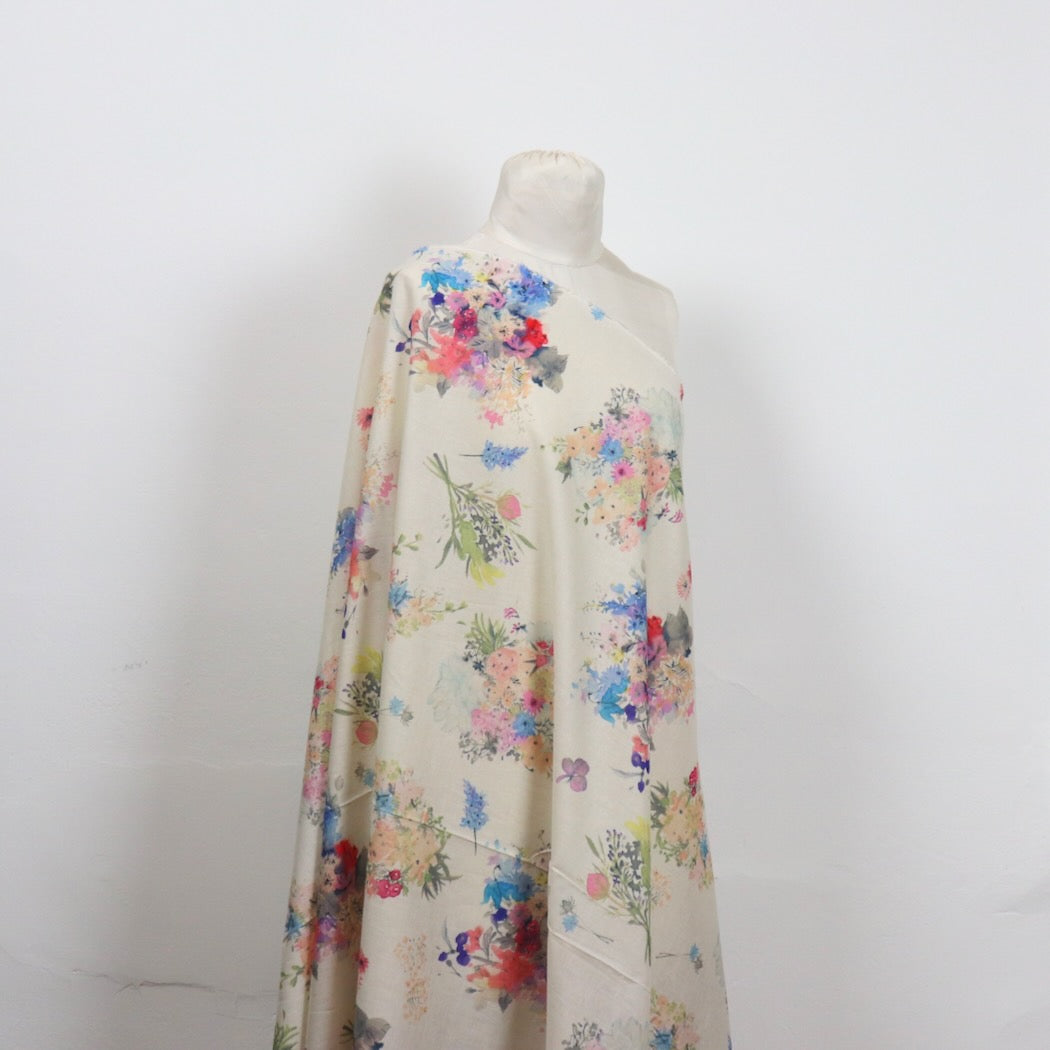 Kokka Yui Joy floral print linen cotton fabric