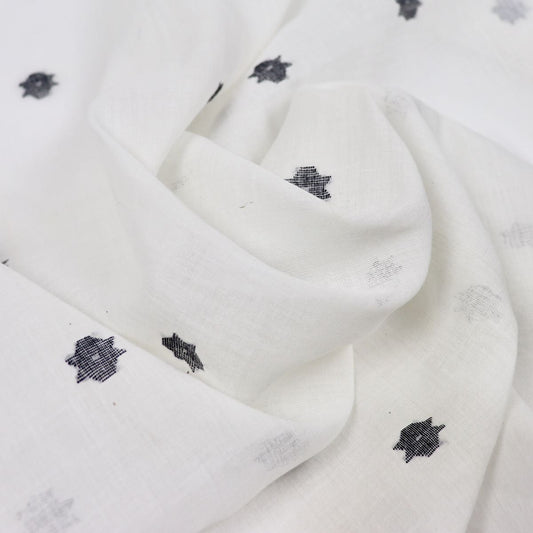 Black Flower Jamdani Handwoven Cotton Fabric