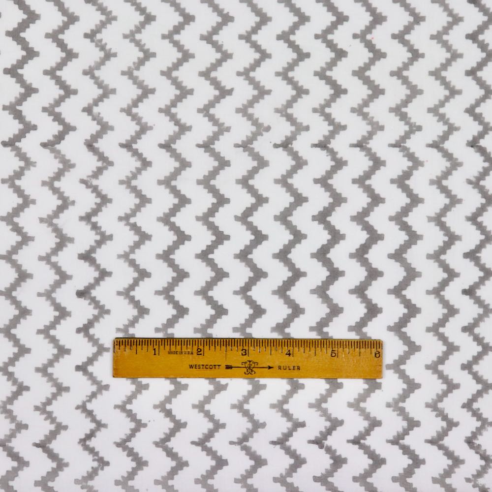 grey zigzag stripe block print cotton fabric