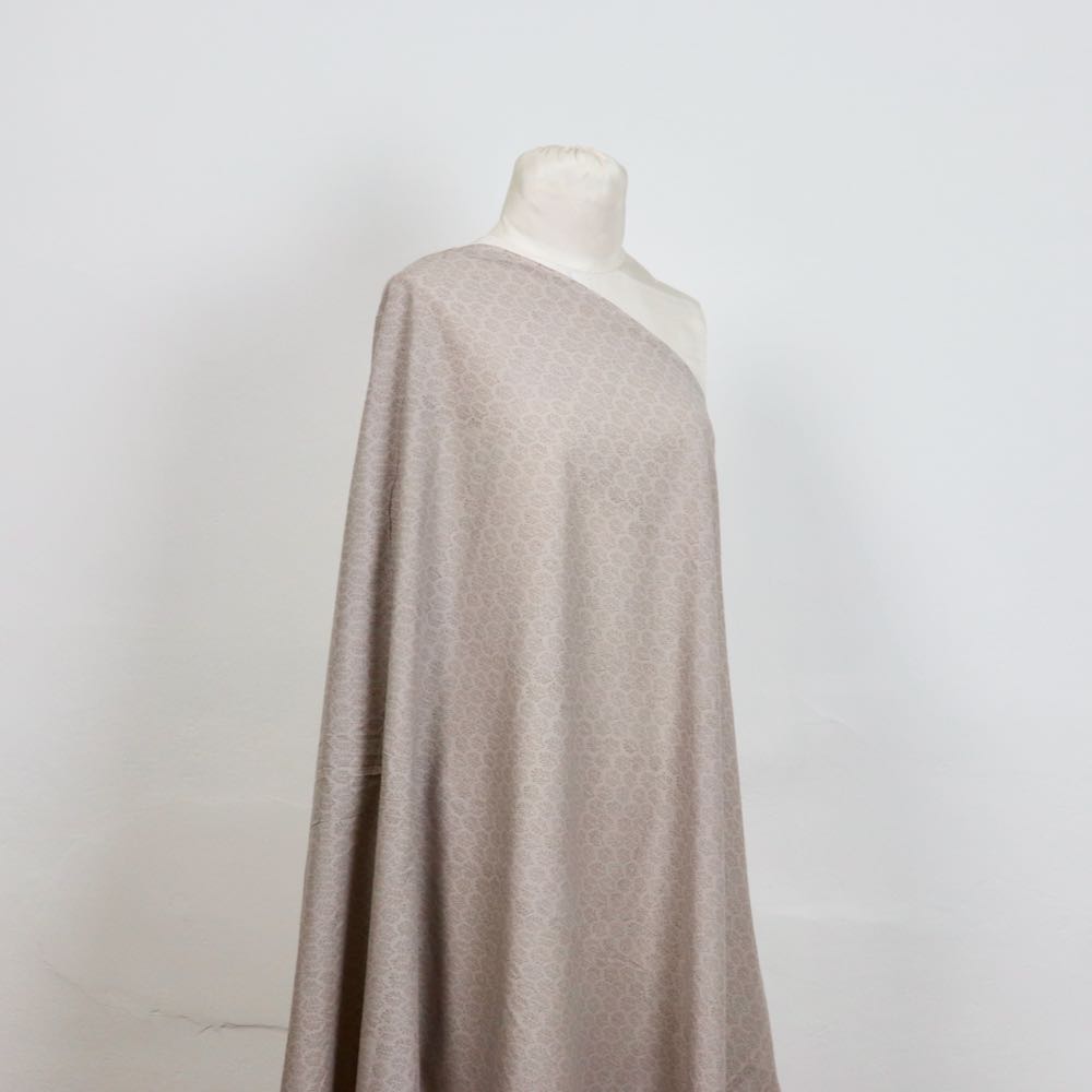 taupe frond print hand block cotton fabric