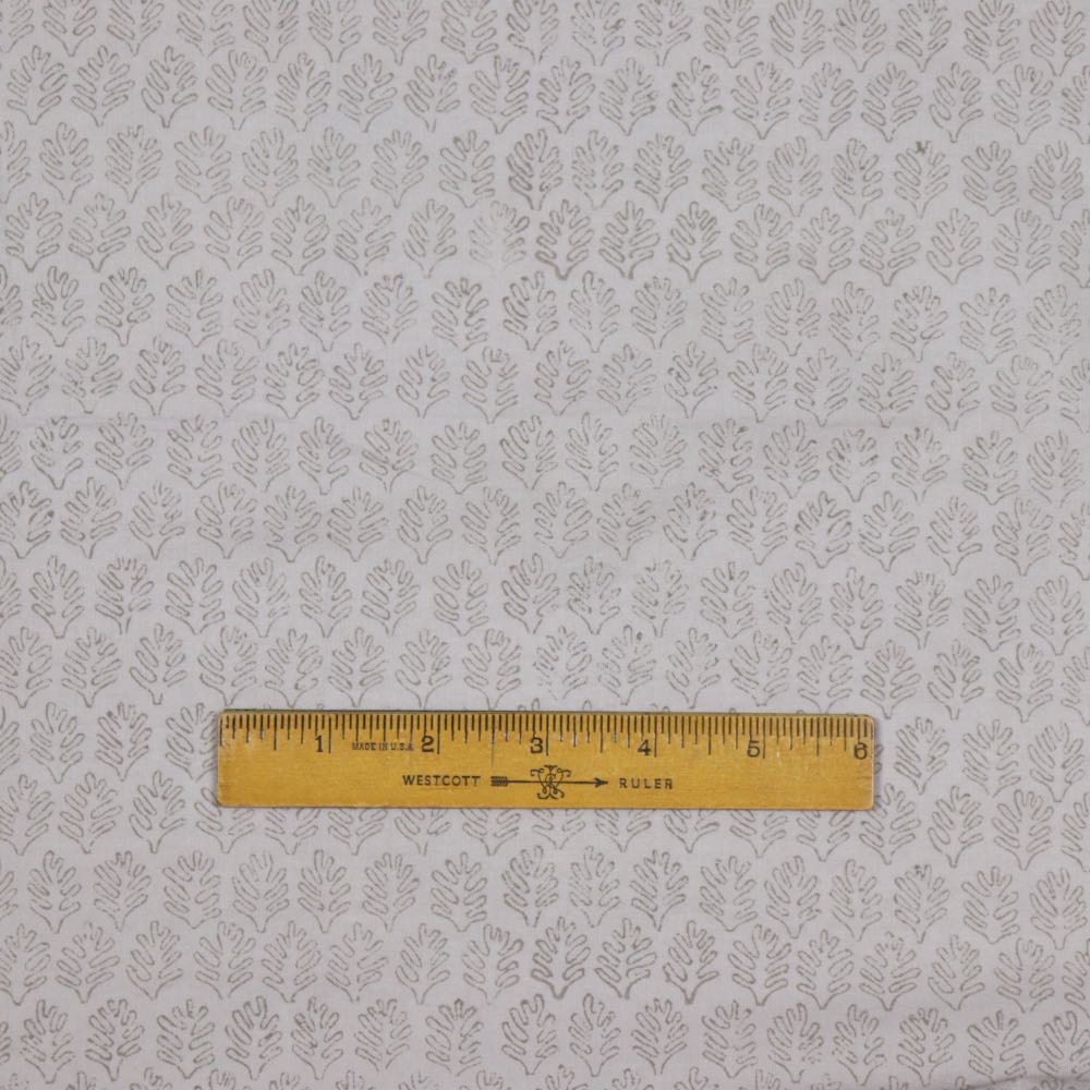 taupe frond print hand block cotton fabric