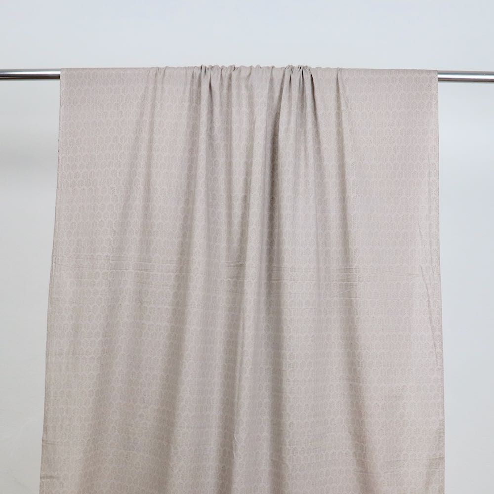 taupe frond print hand block cotton fabric