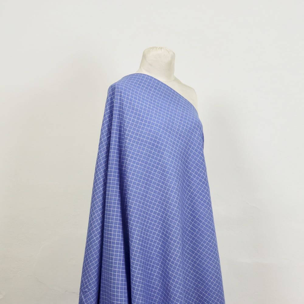 blue and white checked cotton sustainable fabric