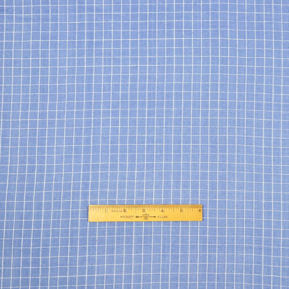 blue and white checked cotton sustainable fabric