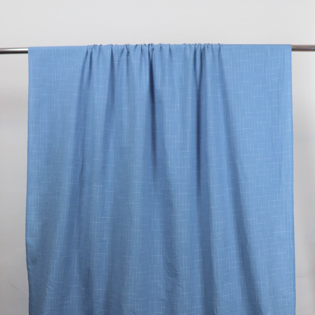 blue and white yarn-dyed check handloom cotton fabric