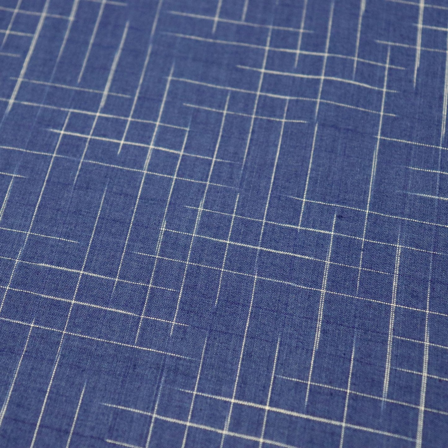 Swatch — Disappearing Check Handloom Cotton — Twilight Blue