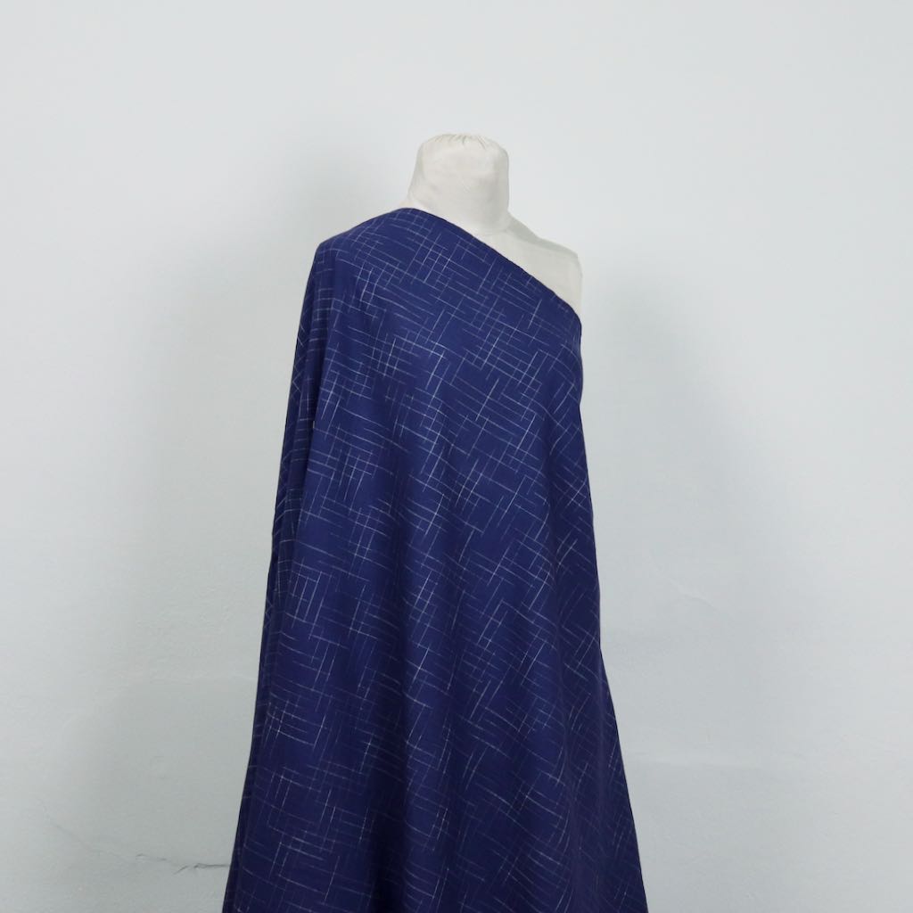 dark blue checks handwoven cotton sewing fabric
