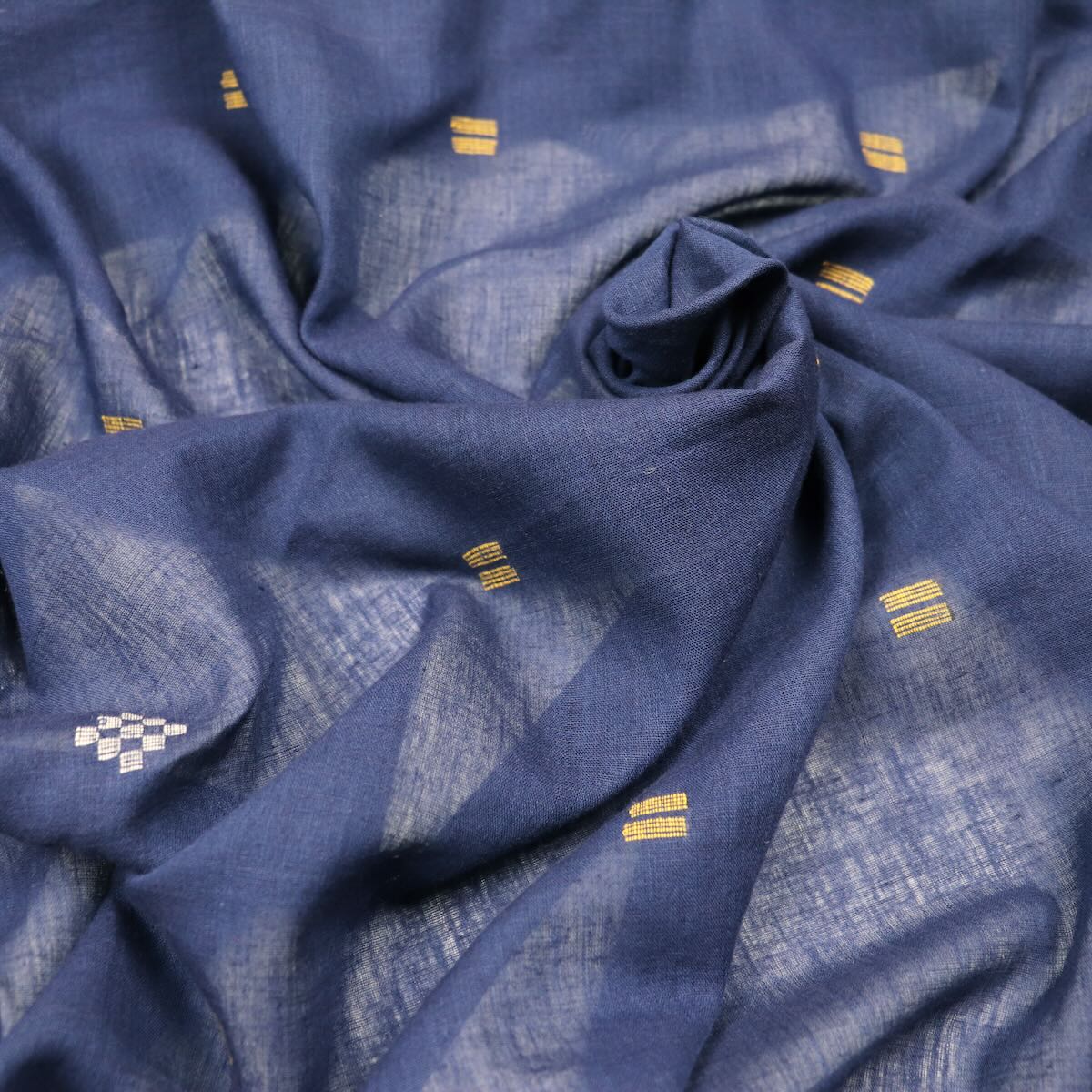 dark blue jamdani handloom cotton fabric