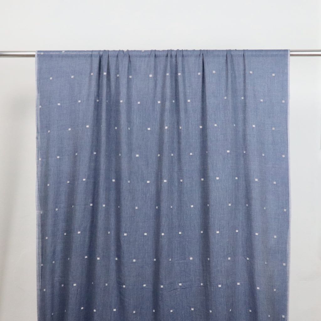 blue grey striped handwoven jamdani fabric