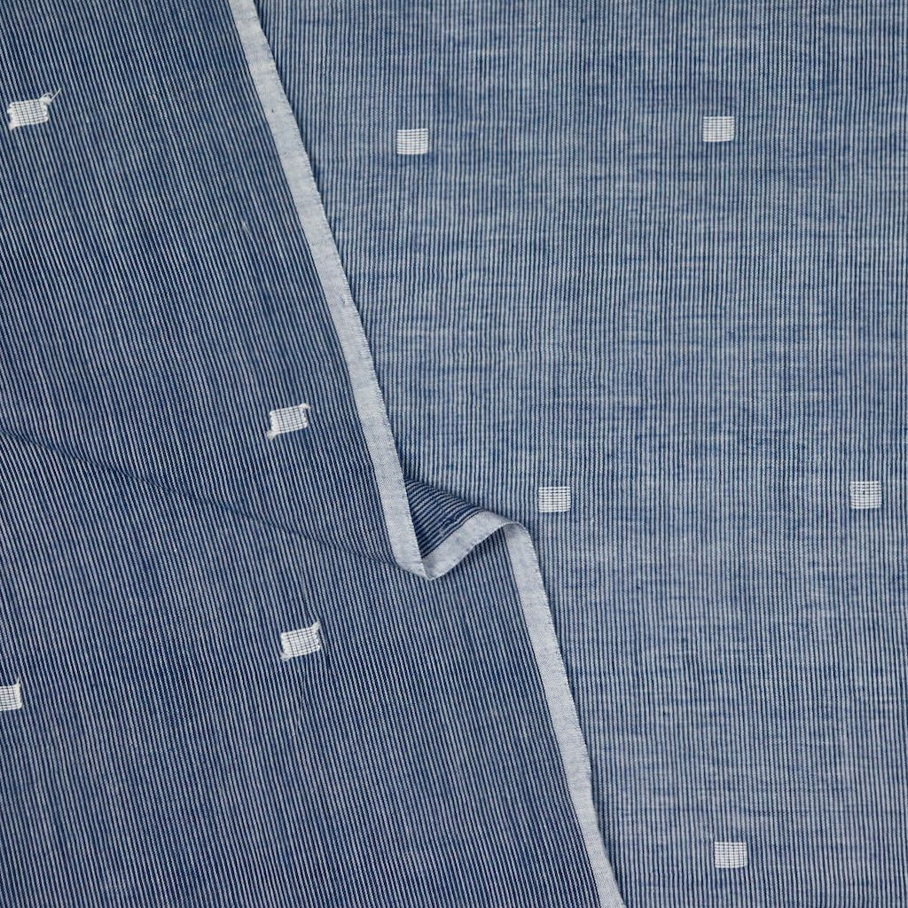 blue grey striped handwoven jamdani fabric