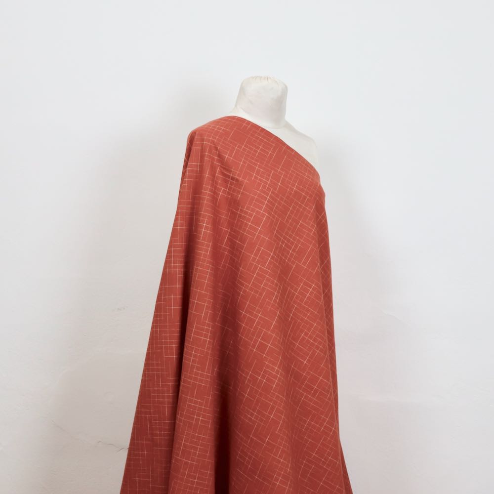 cinnamon check cotton fabric for sustainable sewing