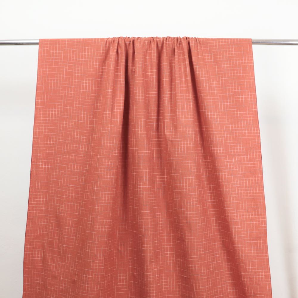 cinnamon check cotton fabric for sustainable sewing